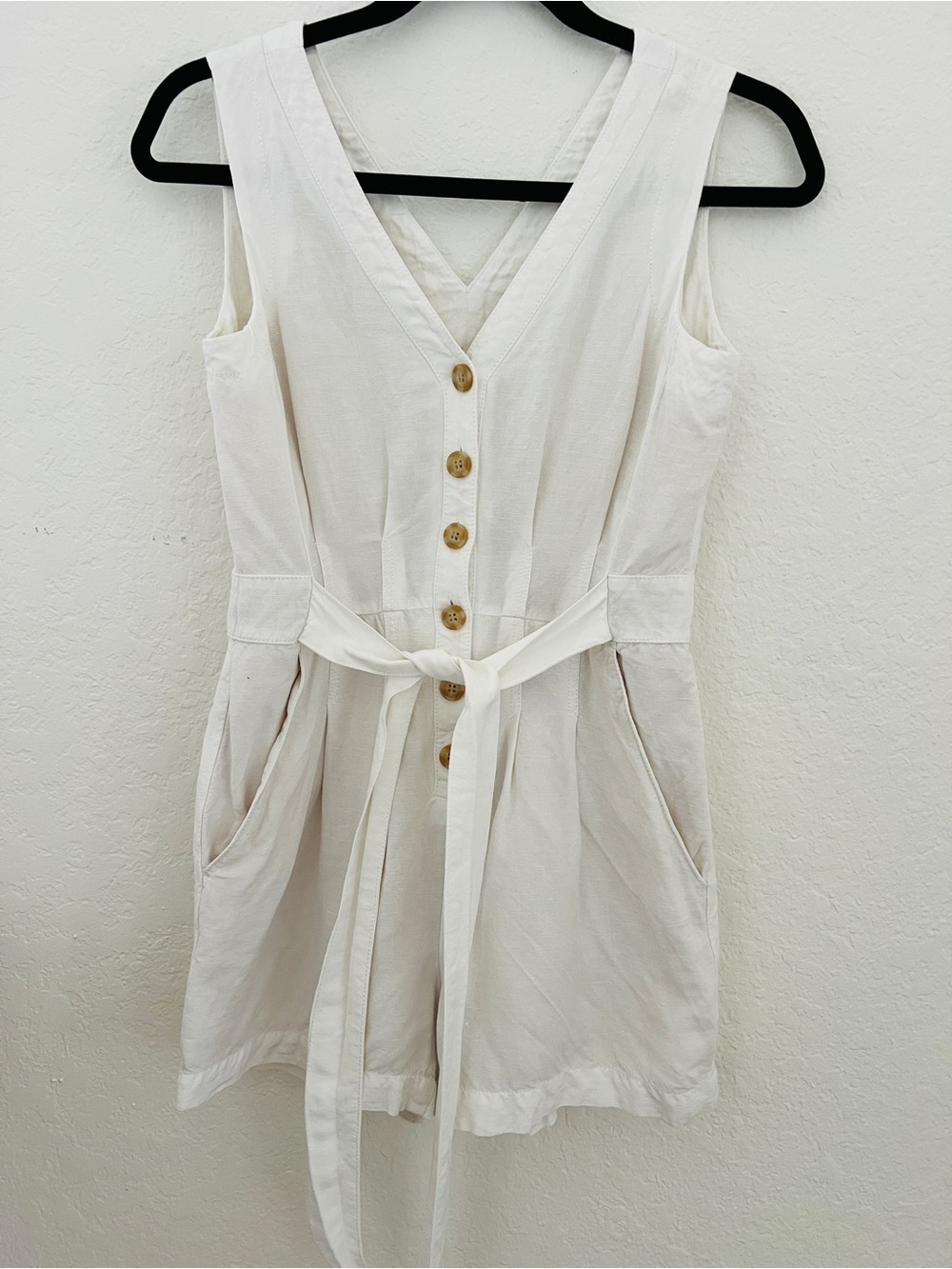 LOFT v-neck white romper women petite 00 y2k